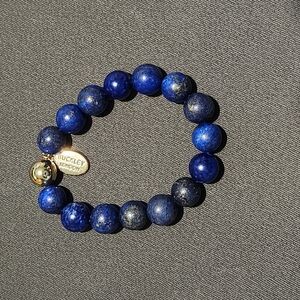 Duchley Blue Beaded Bracelet with Gold Charm